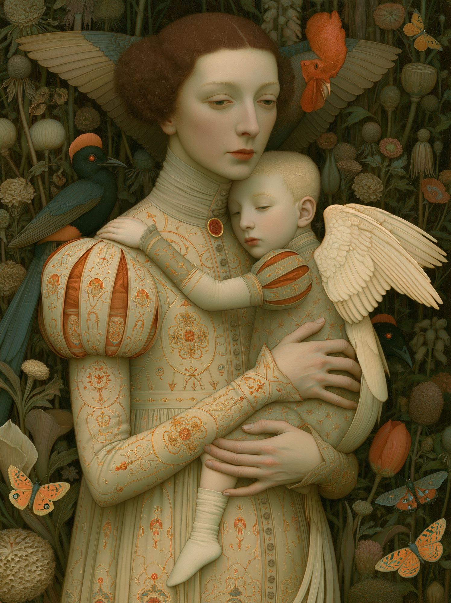 Mother and Child Surrealism Print. poster detail