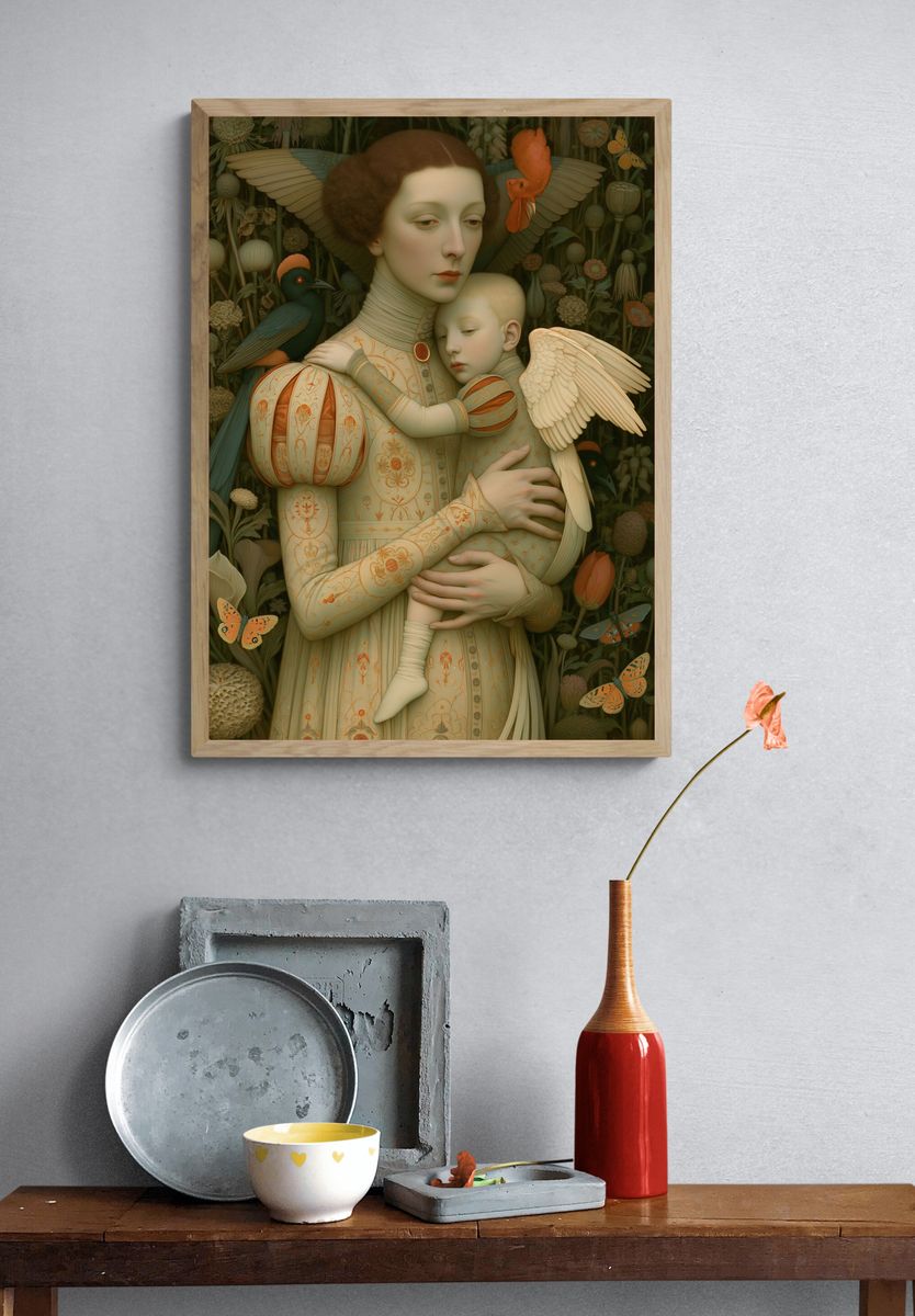 Mother and Child Surrealism Print. — room view 3