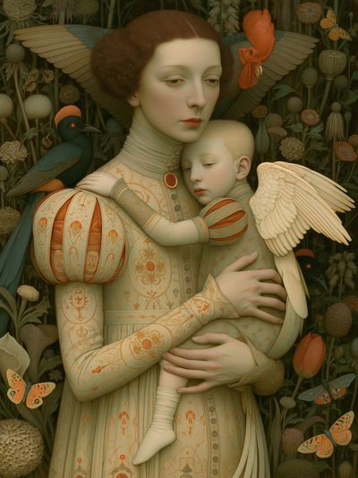 Mother and Child Surrealism Print. poster print