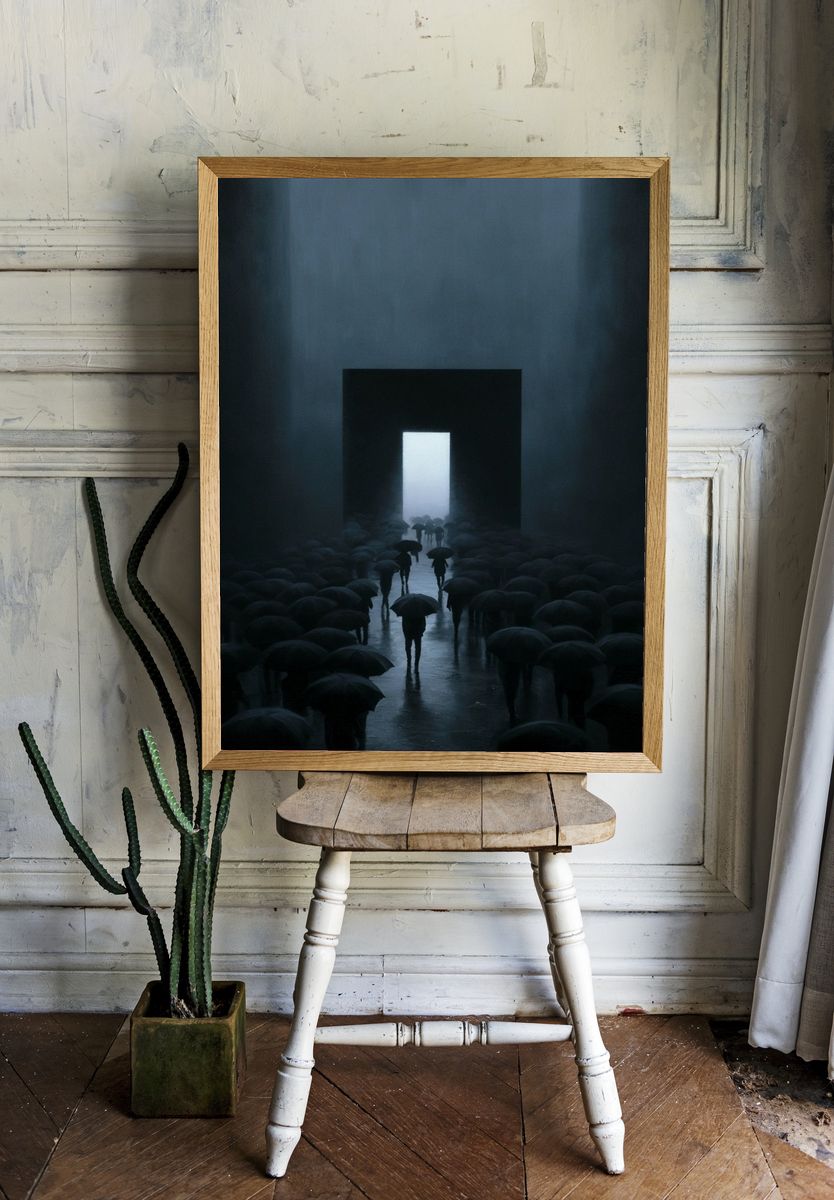 Umbrella Corridor Surrealism Print. — room view 1