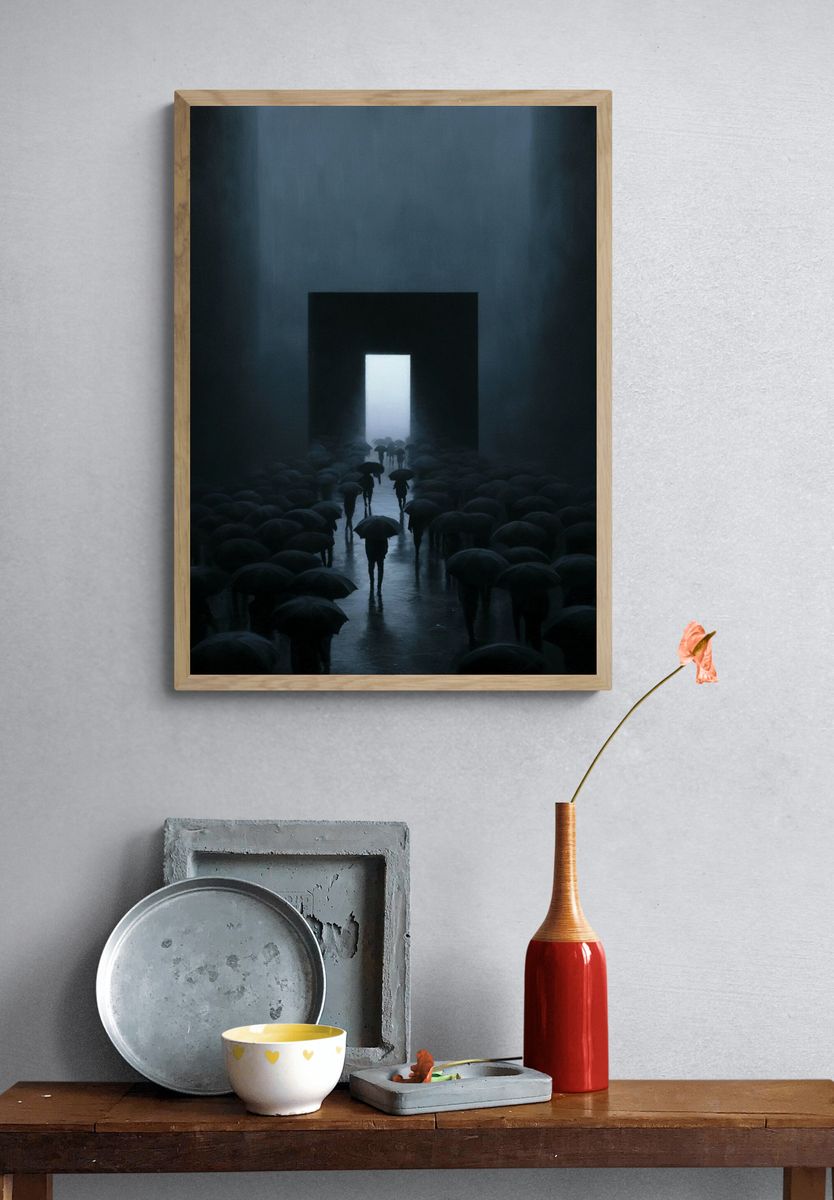 Umbrella Corridor Surrealism Print. — room view 3