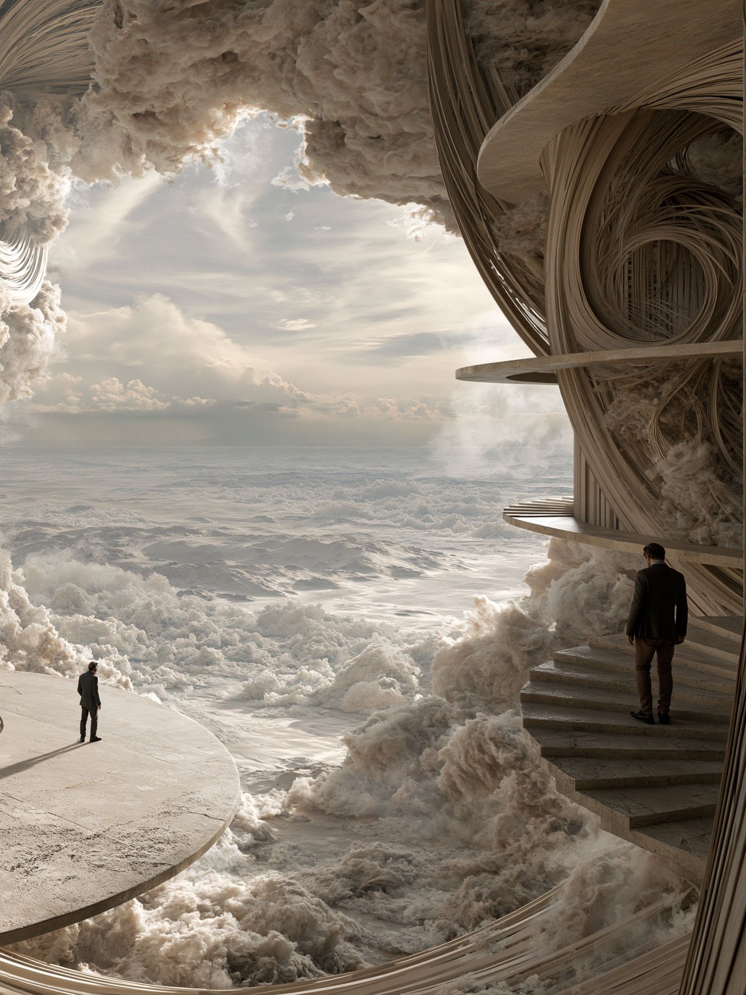 Surreal Cloudscape Architecture Print. poster — fine-art art