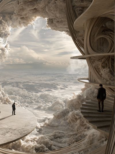 Surreal Cloudscape Architecture Print.