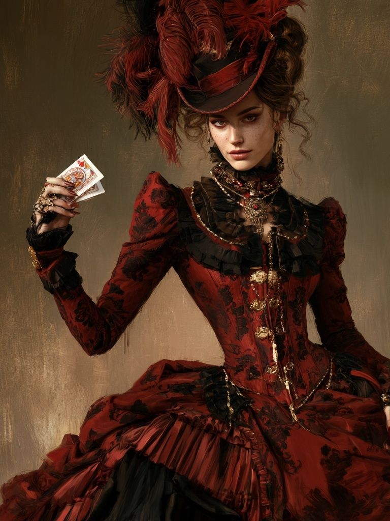 Victorian Card Lady Fashion Print. poster detail