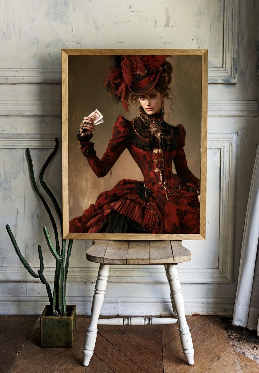 Victorian Card Lady Fashion Print. room preview