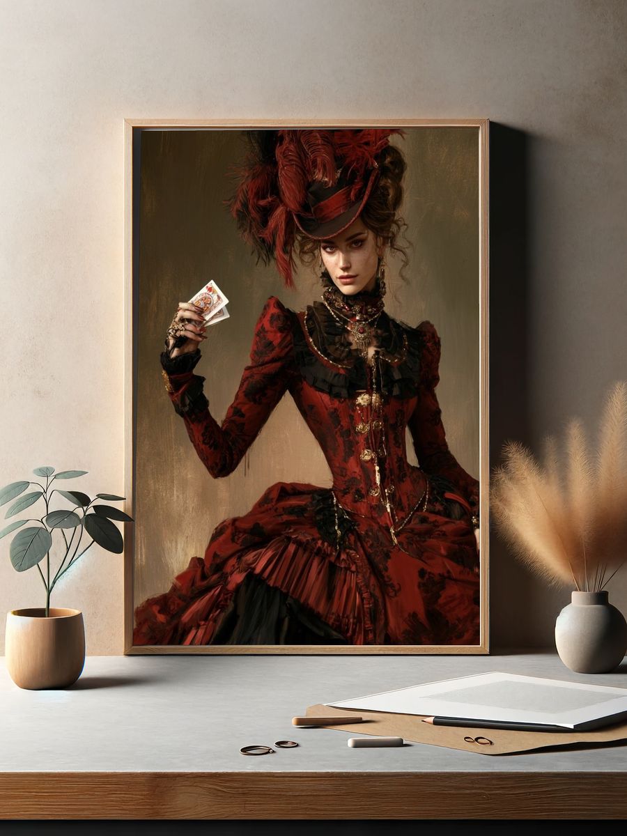 Victorian Card Lady Fashion Print. — room view 2