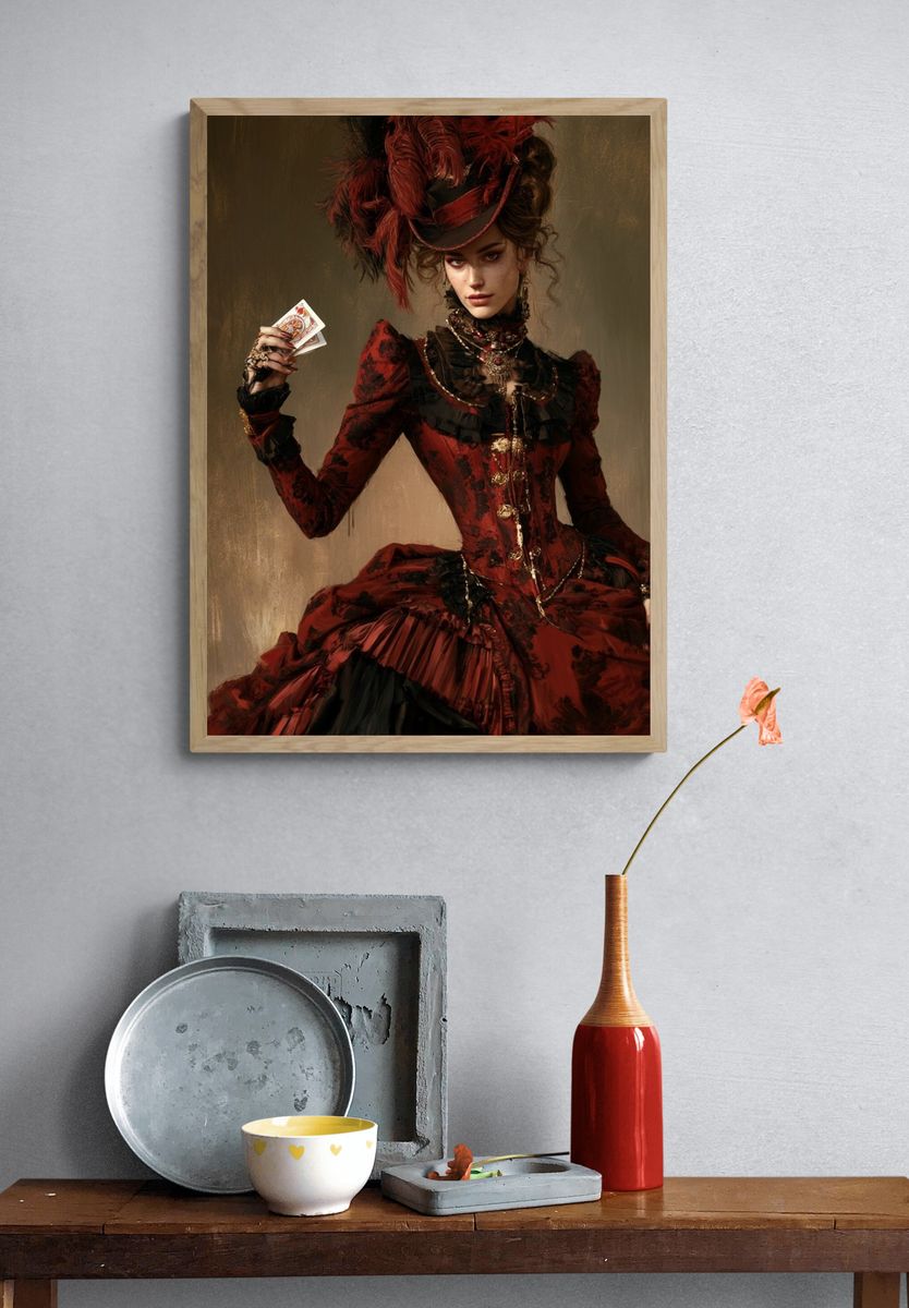 Victorian Card Lady Fashion Print. — room view 3