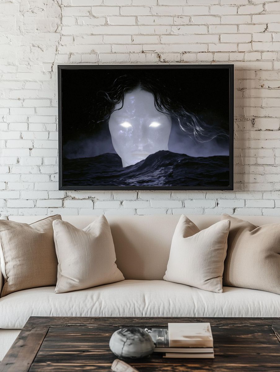 Ghostly Face in the Dark Sea Print. — room view 1