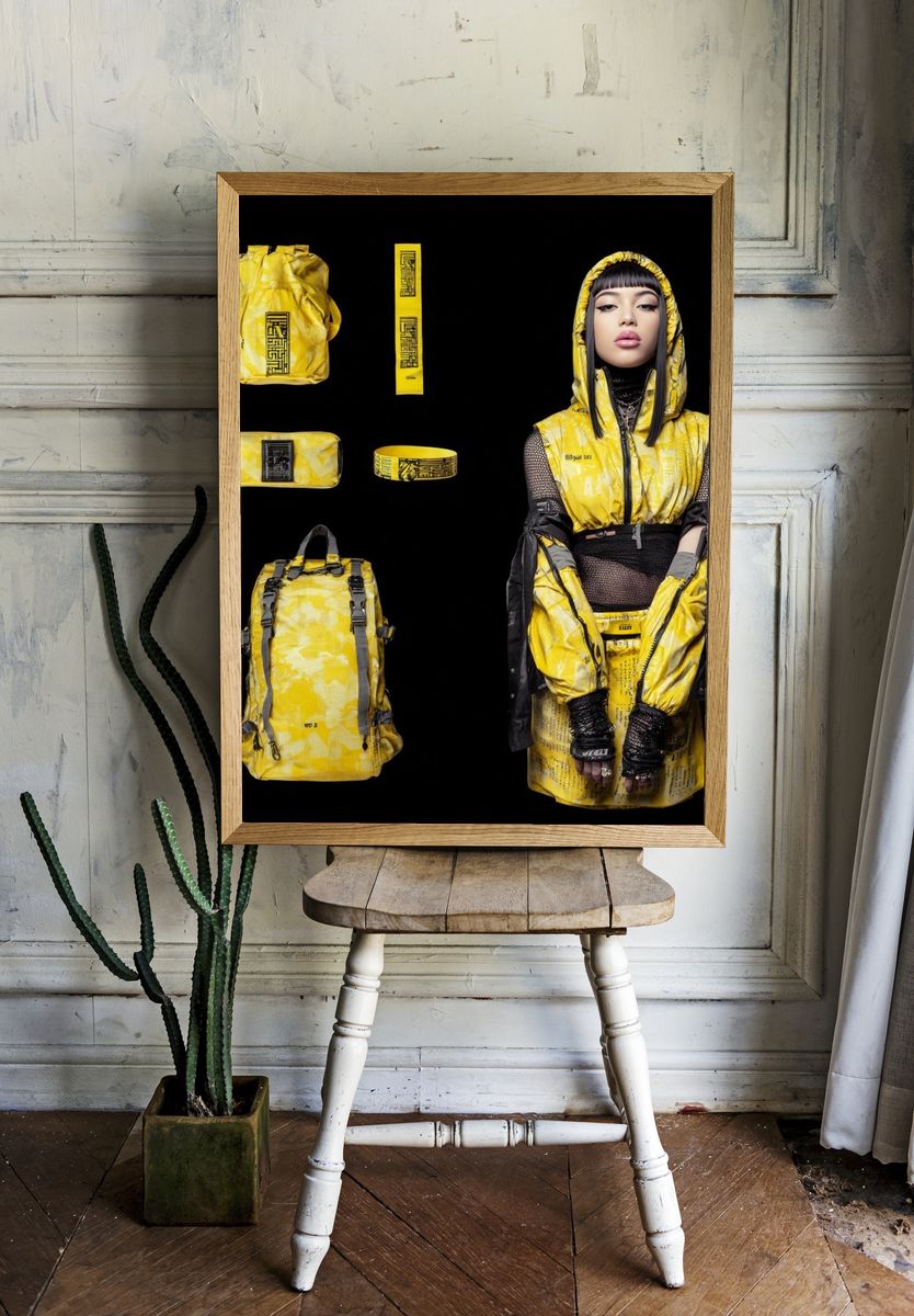 Avant-Garde Yellow Fashion Poster room preview