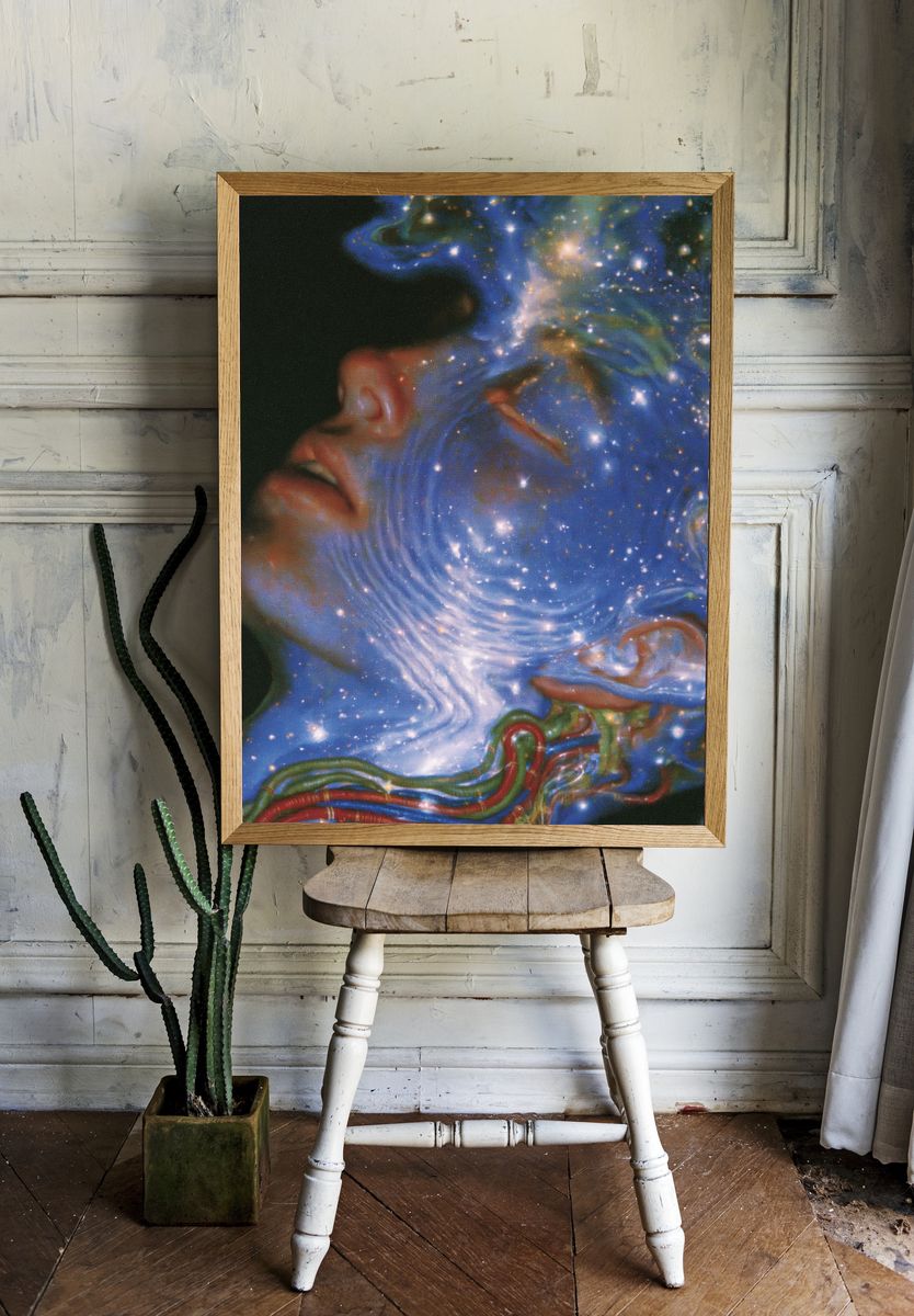 Cosmic Face Surrealism Print. — room view 1