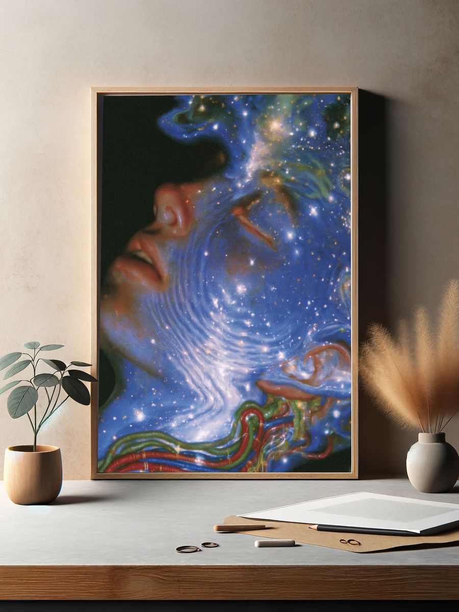 Cosmic Face Surrealism Print. — room view 2