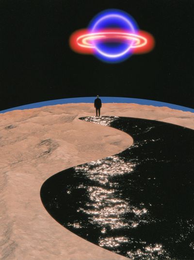 Surreal Cosmic Landscape Poster.