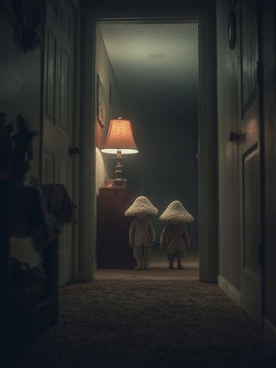 Eerie Hallway Children Surrealism Print. poster print