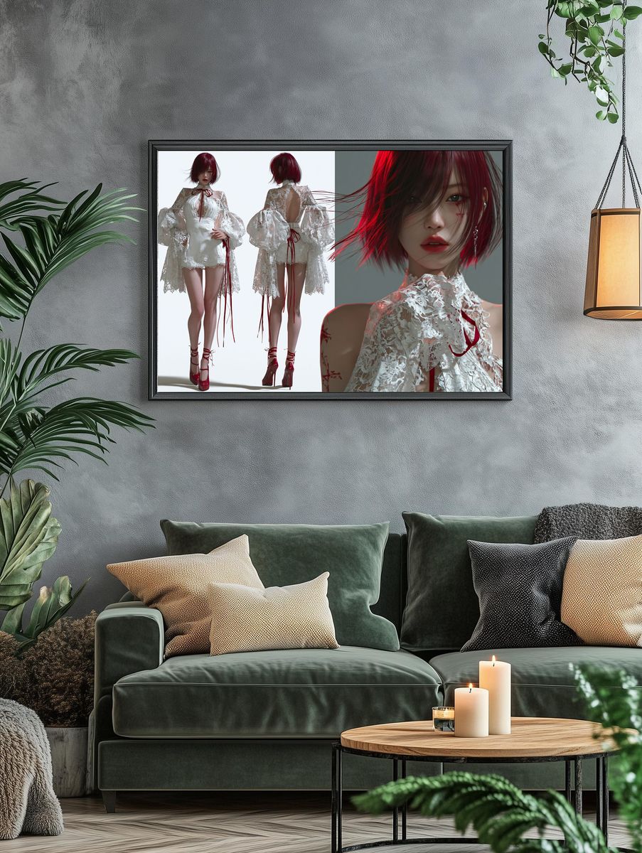 Red-Haired Fashion Portrait Poster. — room view 4