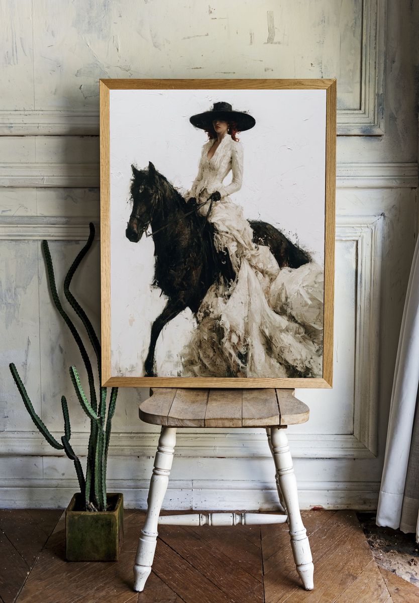 Elegant Horse Rider Fashion Print. room preview