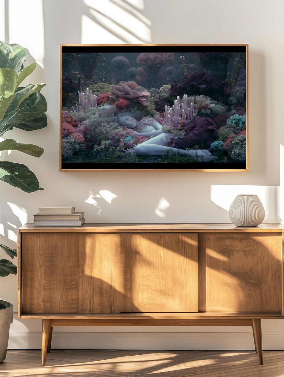 Dreaming Floral Figure Surrealism Print. — room view 3