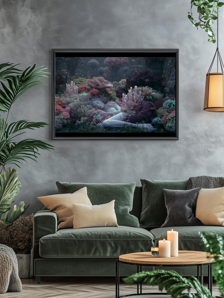 Dreaming Floral Figure Surrealism Print. — room view 4