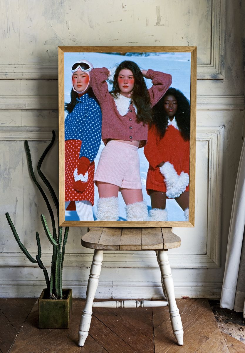 Retro Winter Fashion Portrait Poster. room preview
