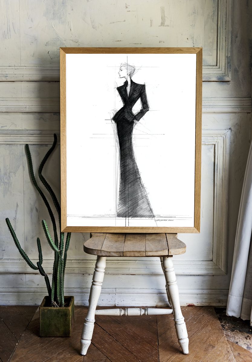 Fashion Illustration — Elegant Sketch Print. room preview