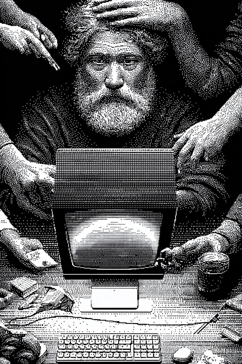 Surreal Computer Desk Portrait Print. poster — fine-art art