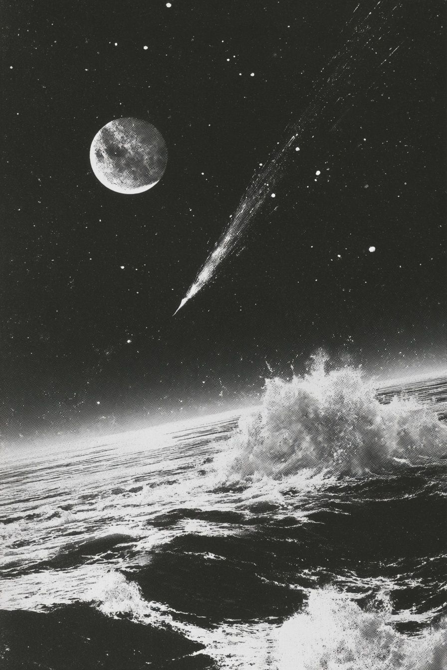 Moonlit Ocean Surrealism Poster. poster — fine-art art