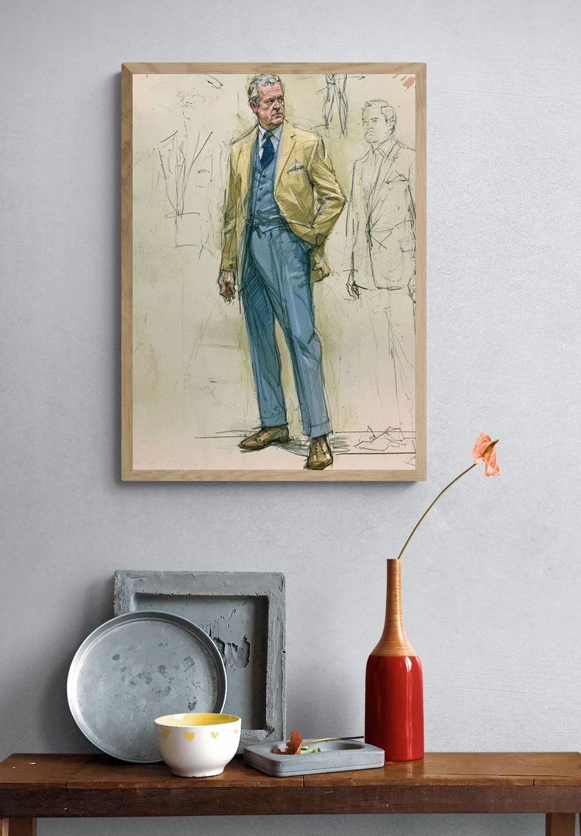 Tailored Gentleman Fashion Illustration Poster. — room view 3