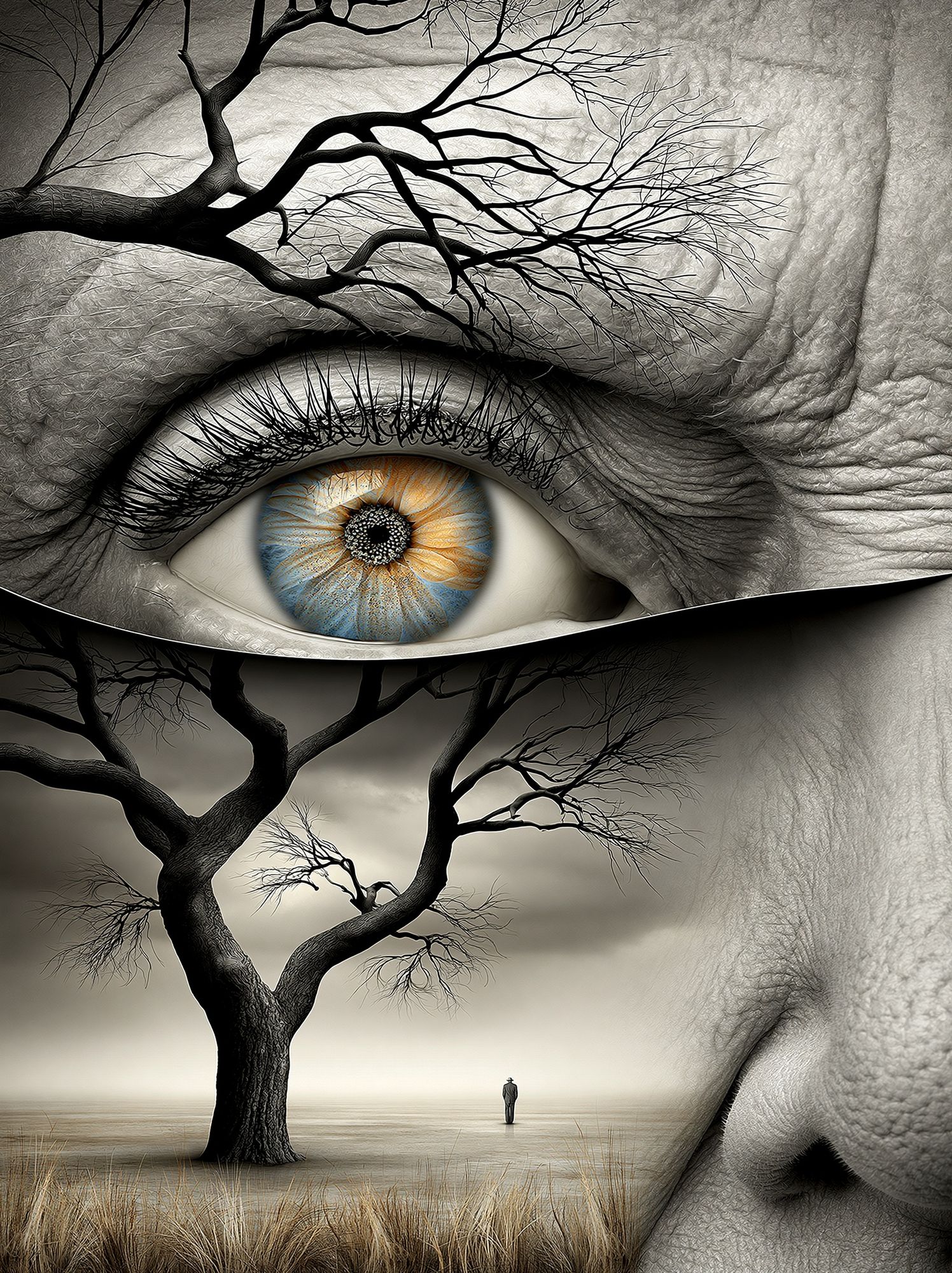 Surreal Eye and Tree Print. poster detail