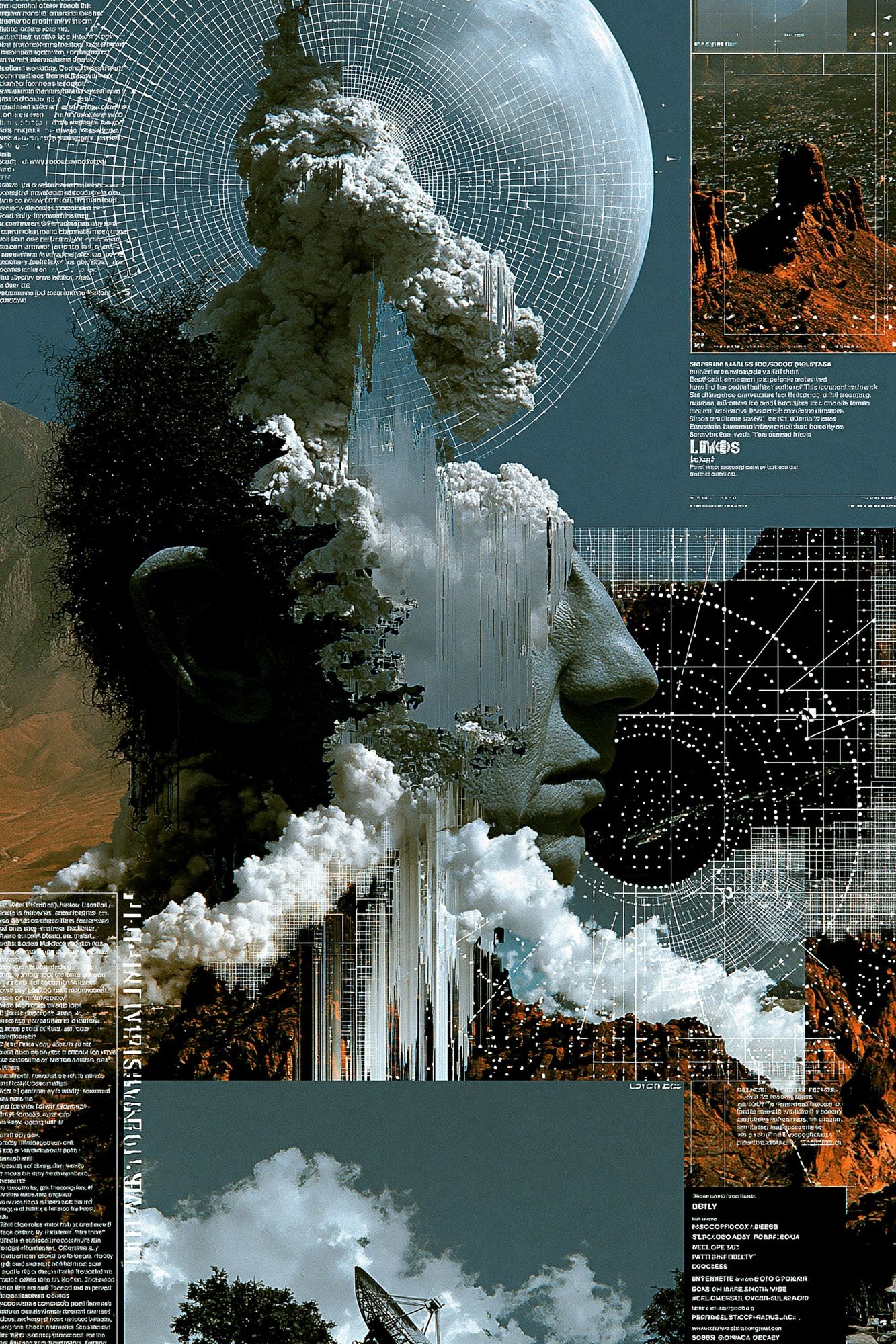 Surreal Cosmic Face Collage Poster. poster — fine-art art