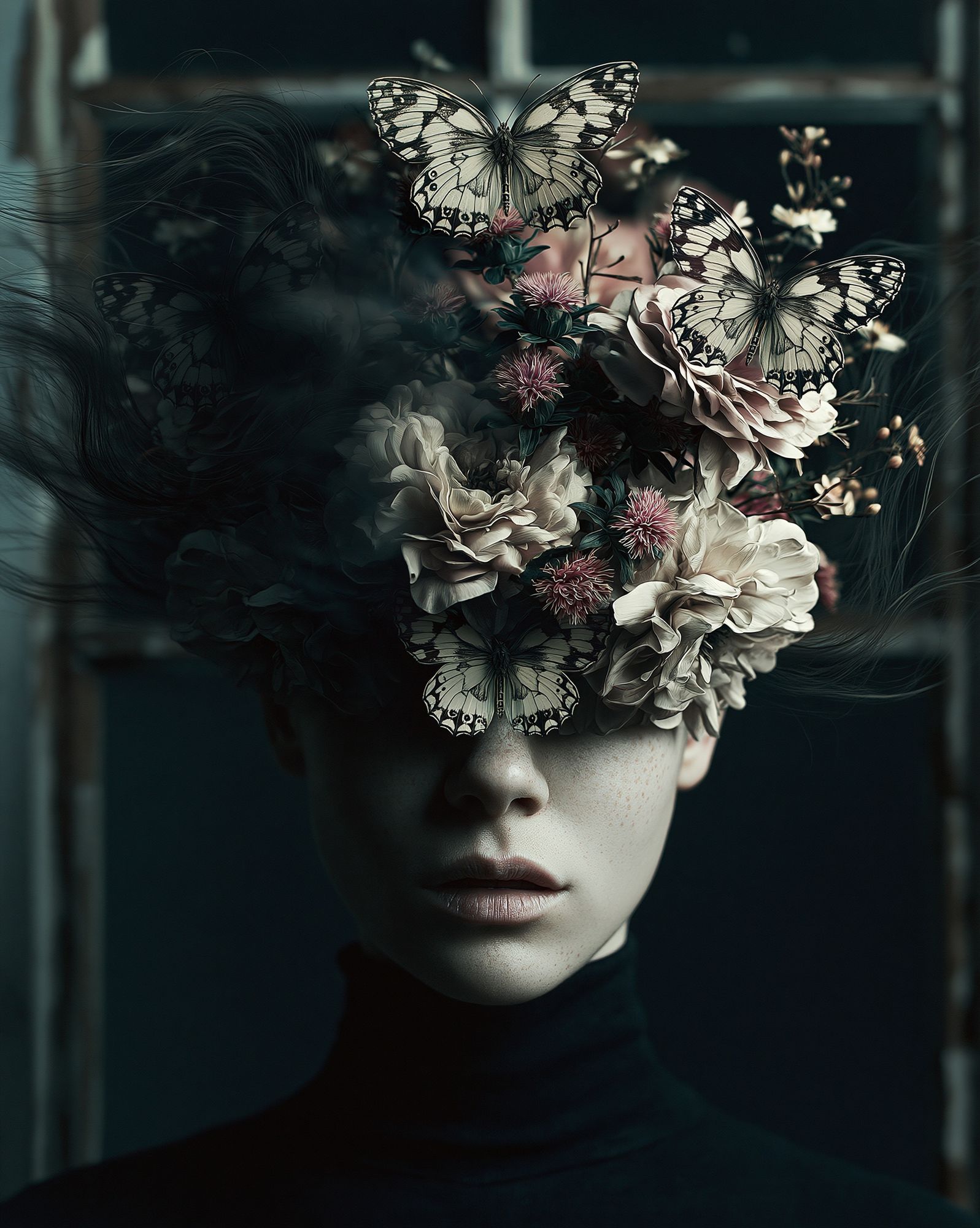 Butterfly Bloom Portrait Print. poster — fine-art art