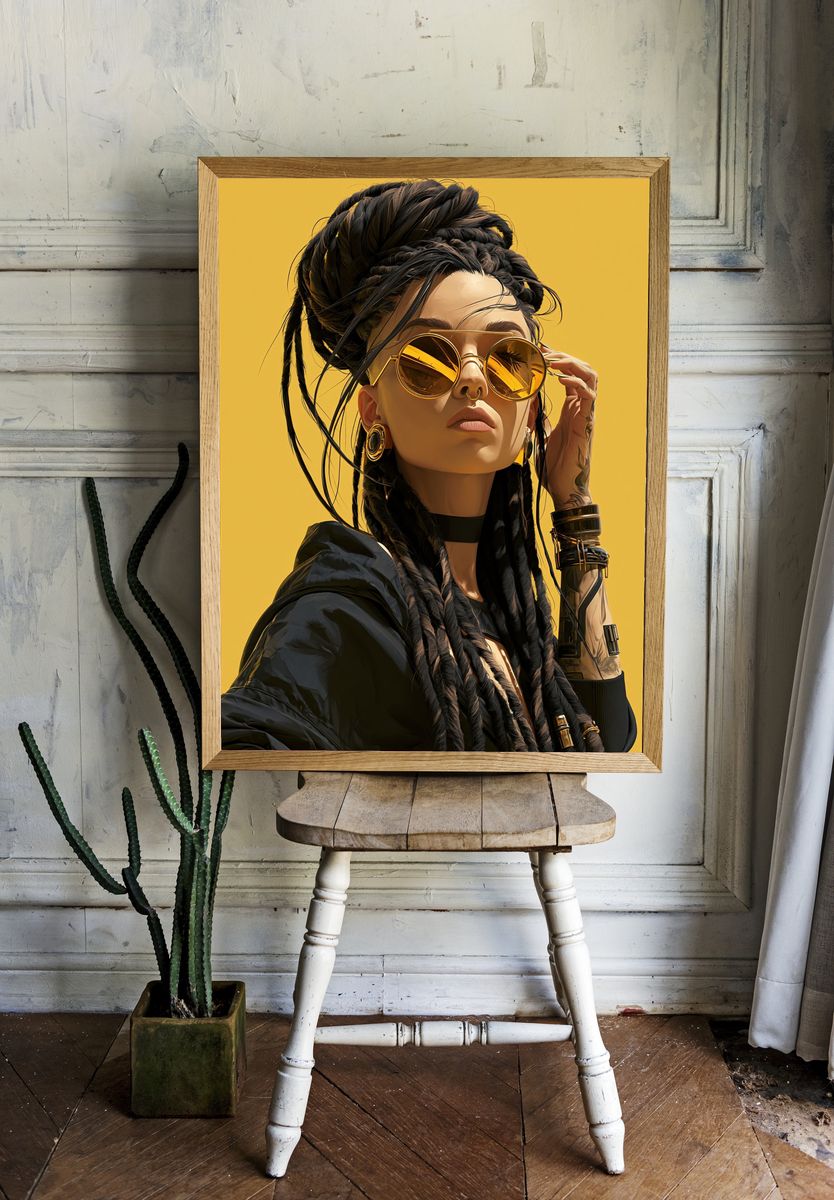 Golden Street Style Portrait Poster. — room view 1
