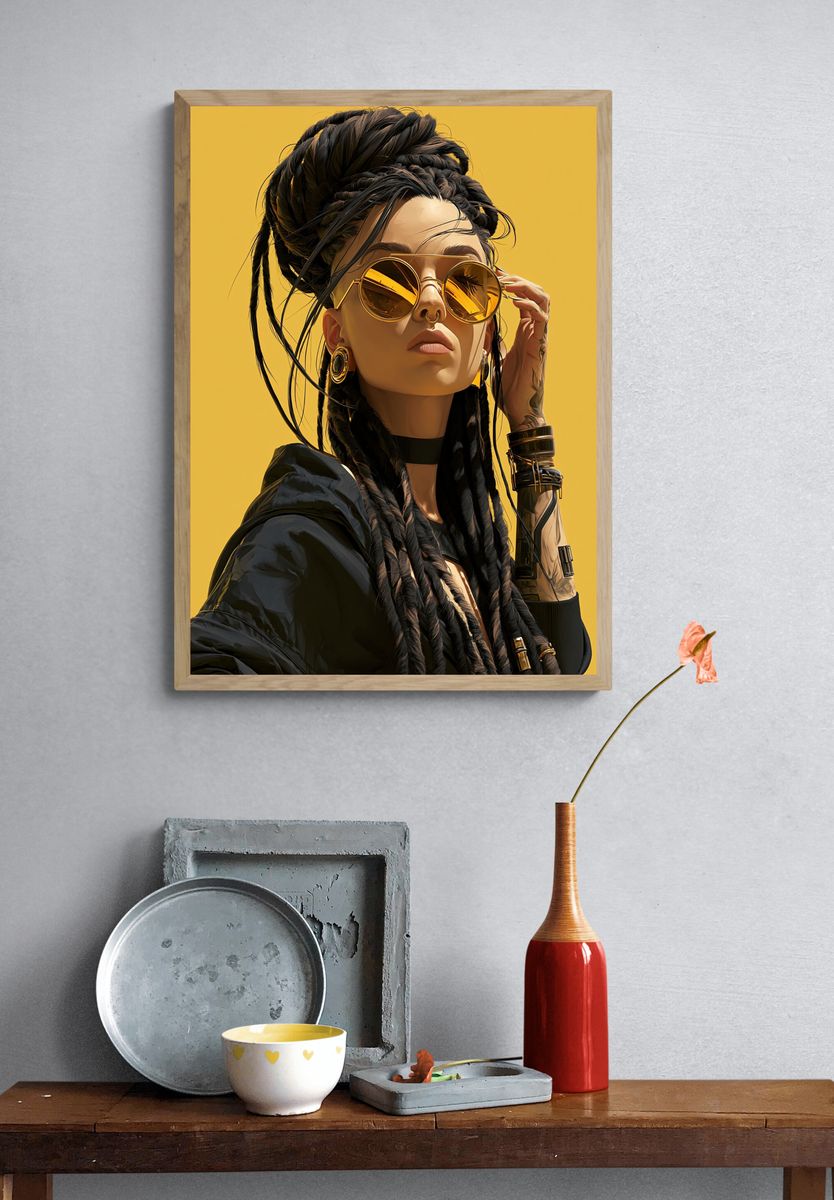 Golden Street Style Portrait Poster. — room view 3