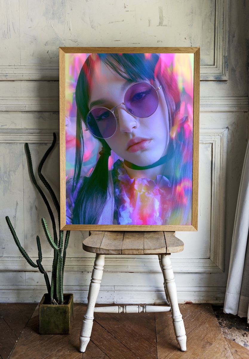 Neon Portrait Fashion Poster. — room view 1