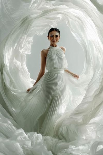 Elegant White Dress Portrait Print. poster