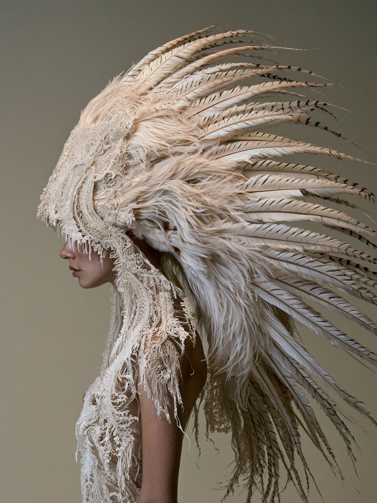 Feathered Couture Portrait Print. poster — fashion art