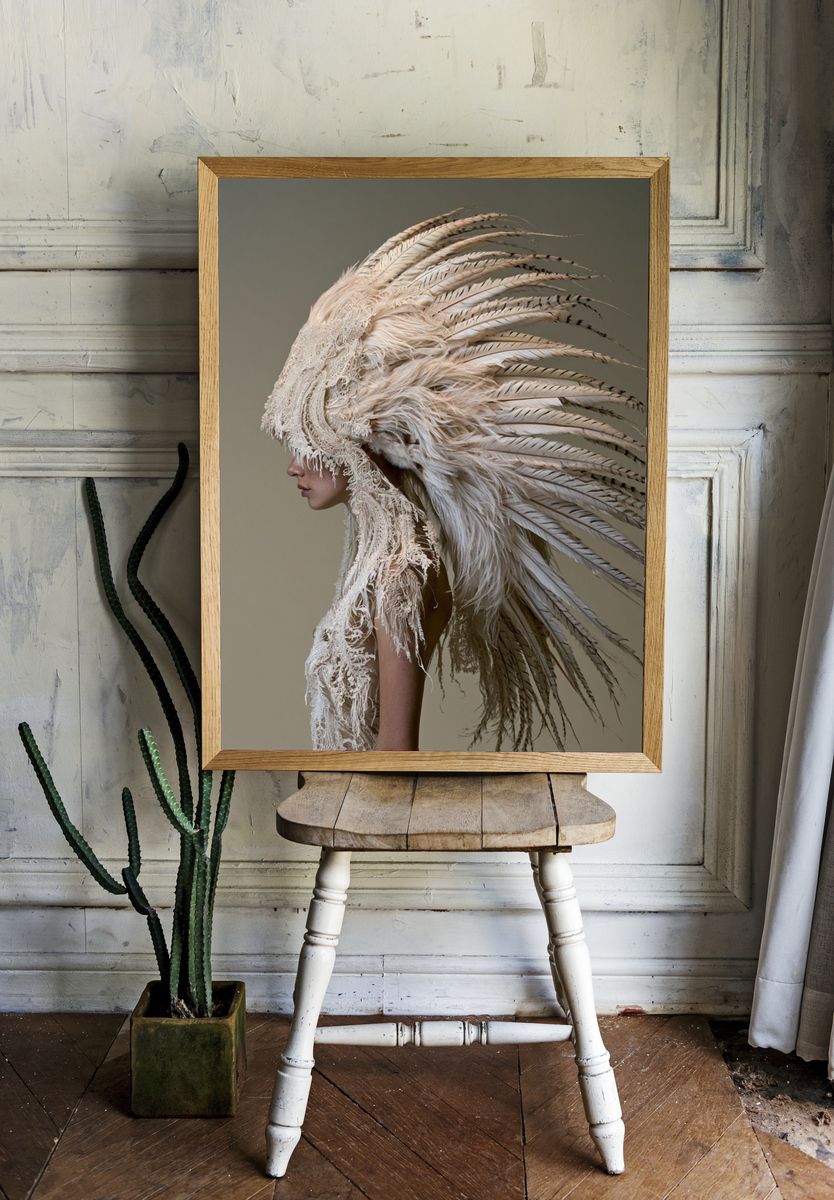 Feathered Couture Portrait Print. — room view 1