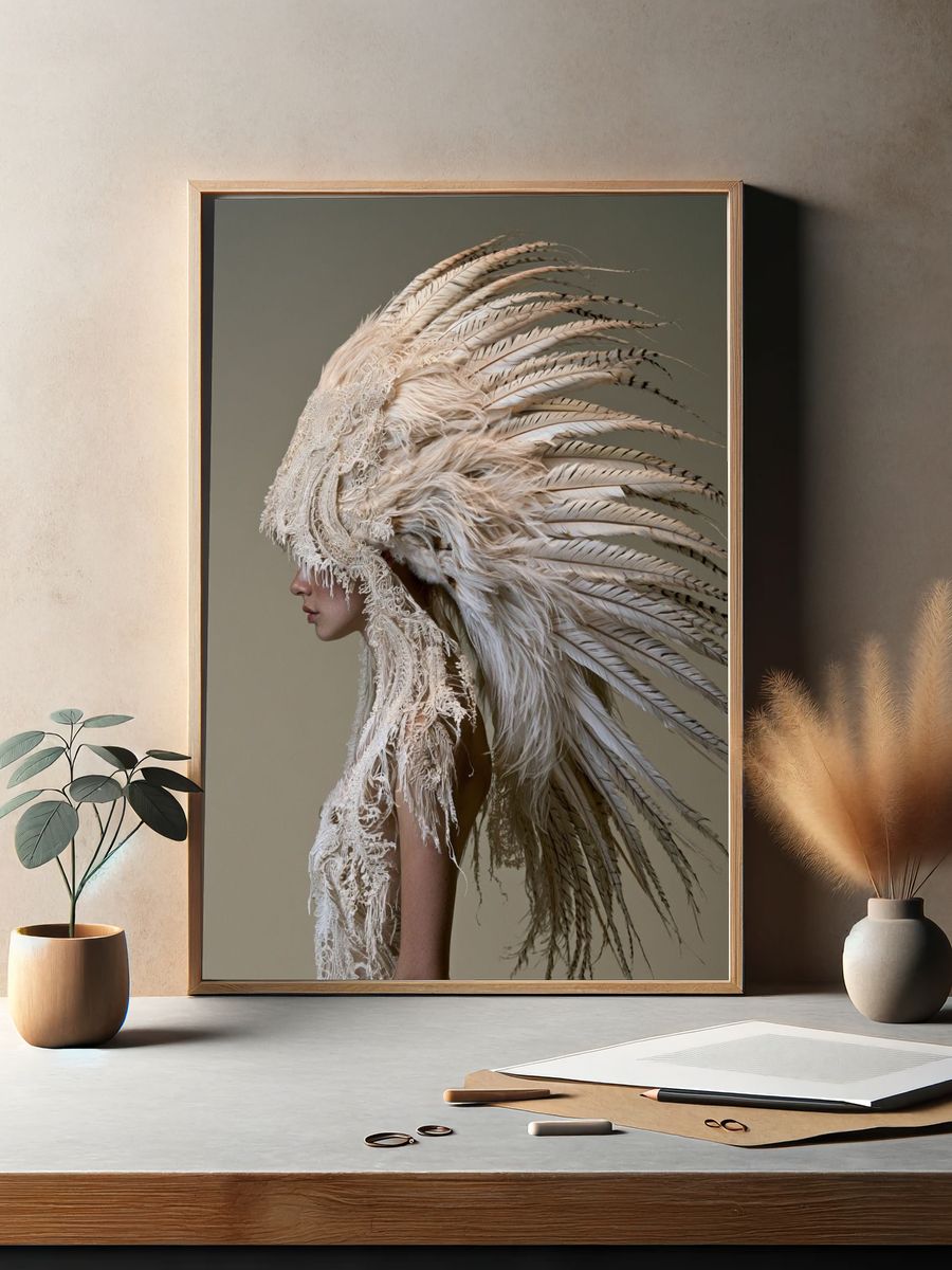 Feathered Couture Portrait Print. — room view 2