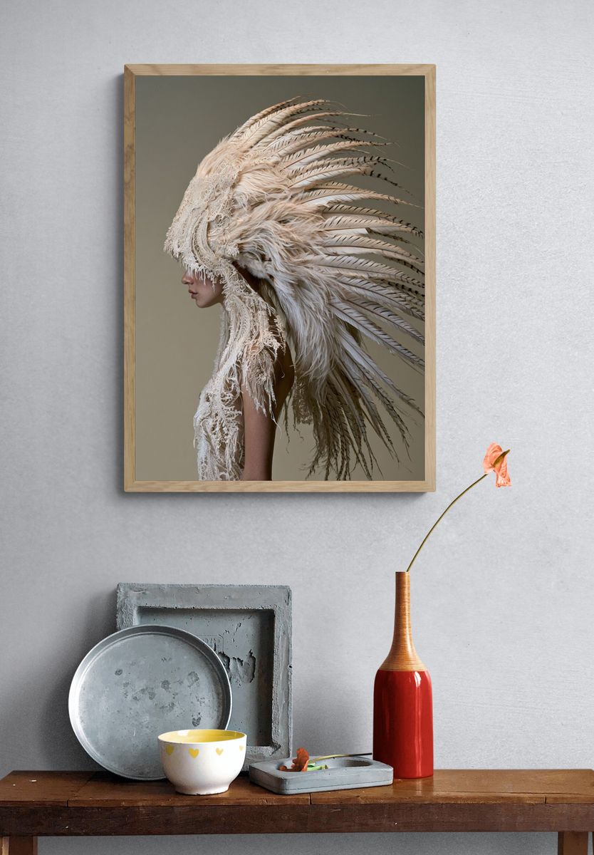 Feathered Couture Portrait Print. — room view 3