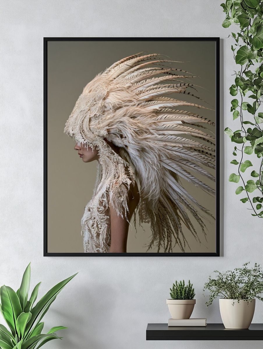 Feathered Couture Portrait Print. — room view 4