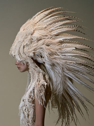 Feathered Couture Portrait Print. poster