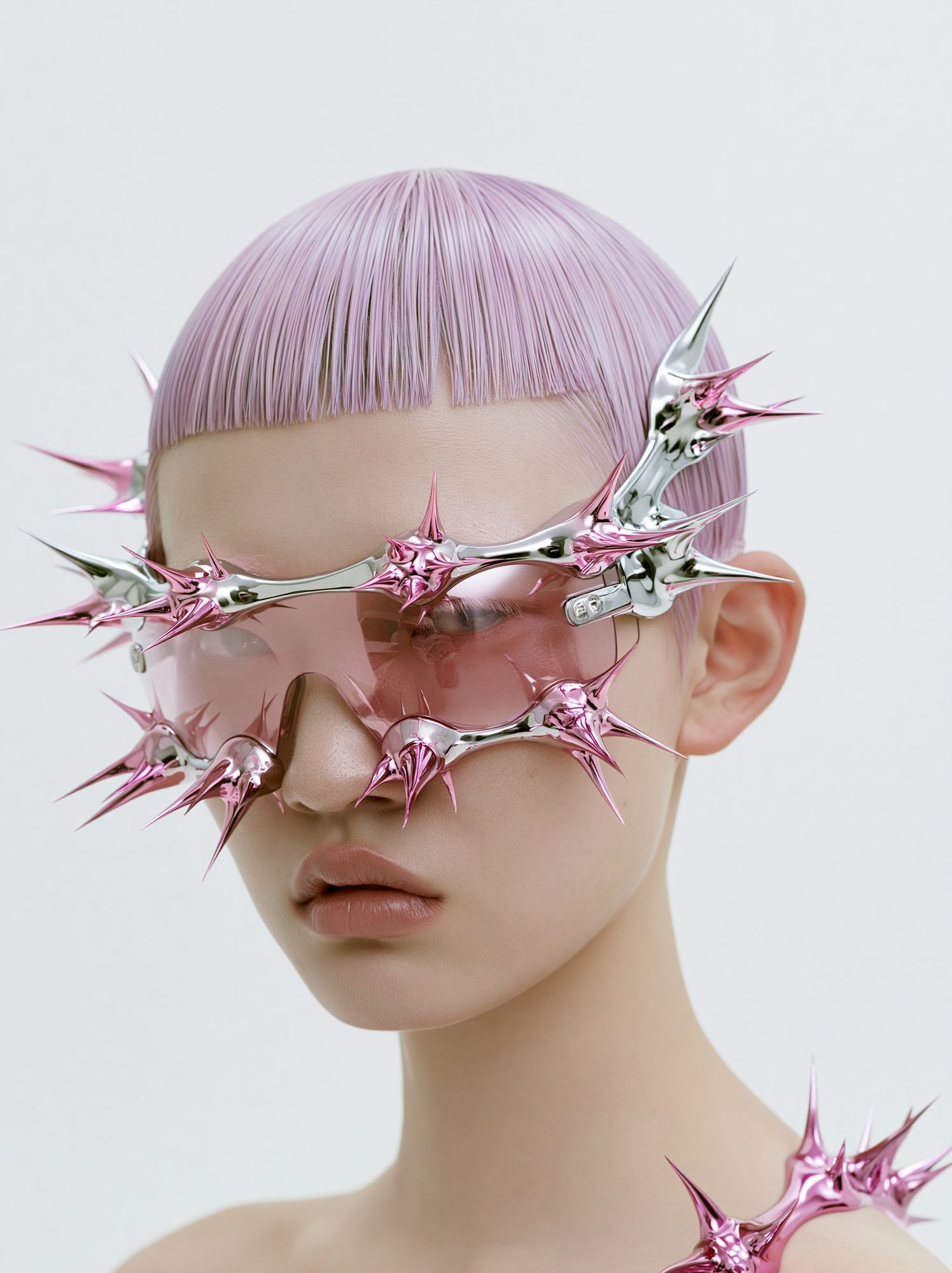 Futuristic Pink Portrait Print. poster — fashion art