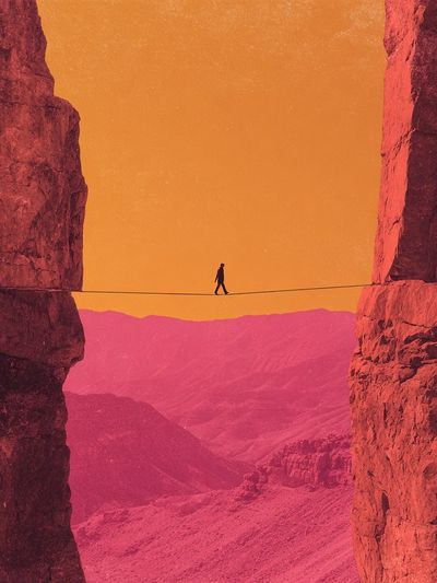 Desert Tightrope Sunset Poster. poster print