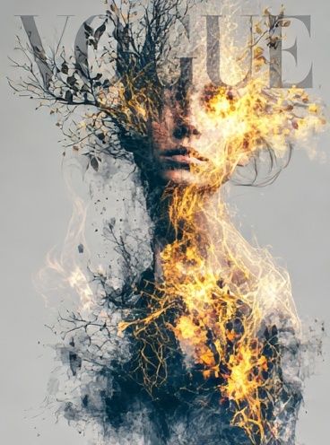 Vogue Fire Portrait Print. poster detail