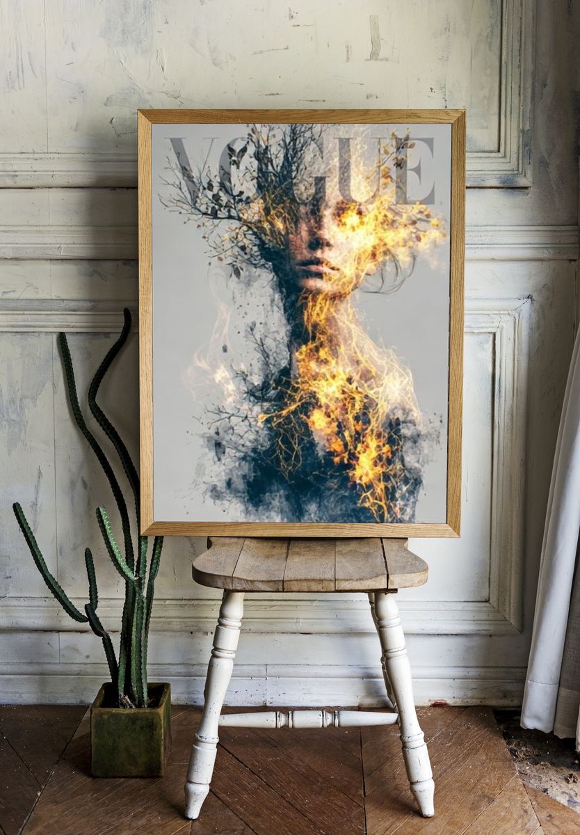 Vogue Fire Portrait Print. — room view 1