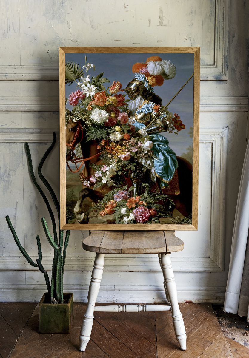 Floral Knight Surrealism Print. — room view 1