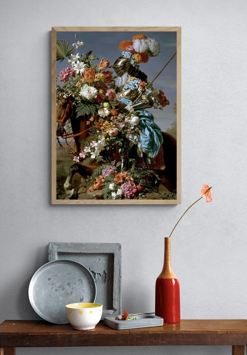 Floral Knight Surrealism Print. — room view 3