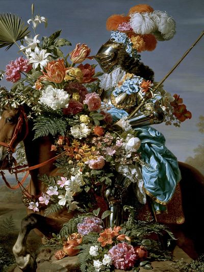 Floral Knight Surrealism Print. poster