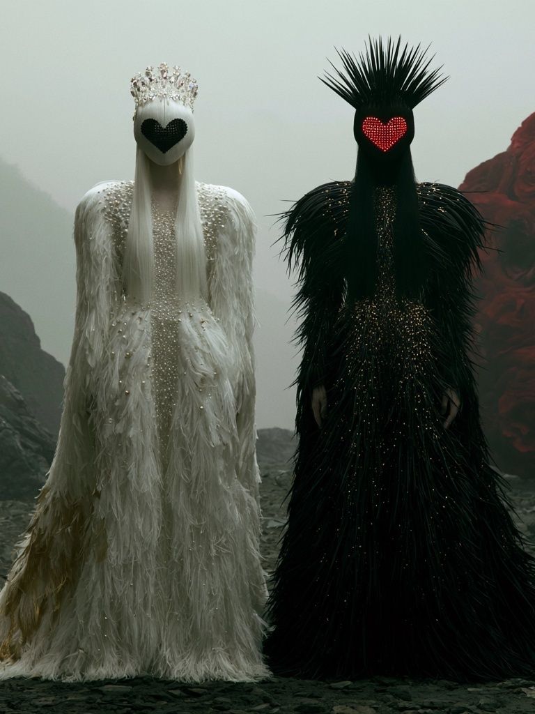 Avant-Garde Heart Figures Print. poster — fashion art