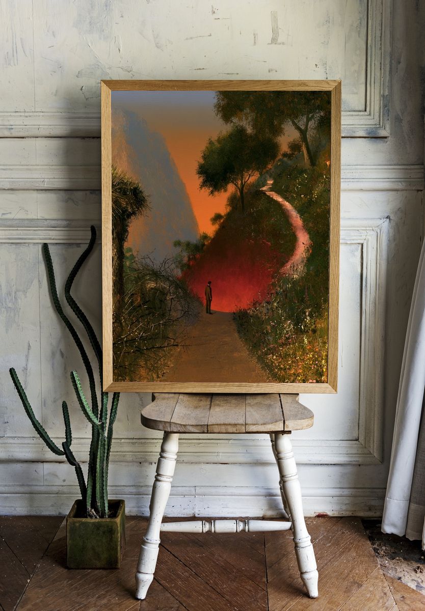Surreal Sunset Path Poster. — room view 1