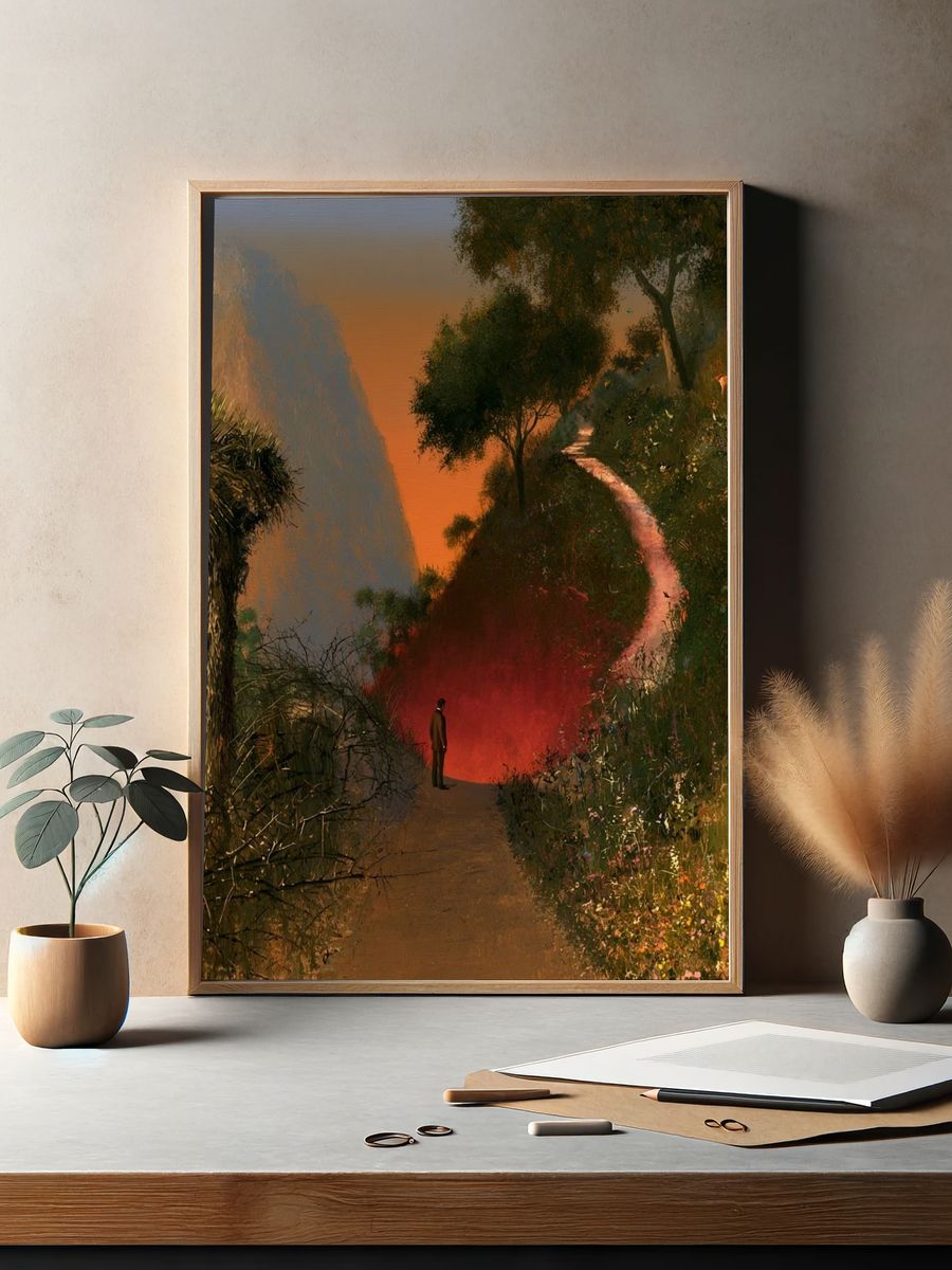 Surreal Sunset Path Poster. — room view 2