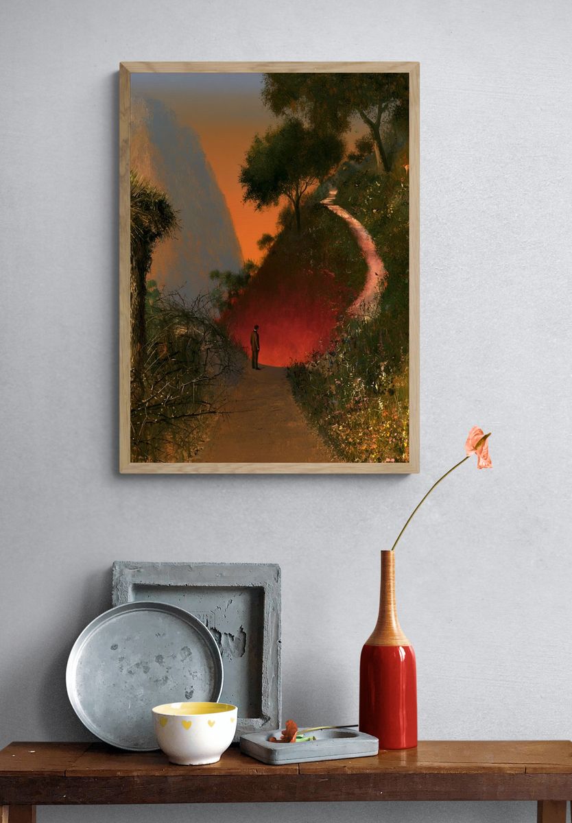 Surreal Sunset Path Poster. — room view 3